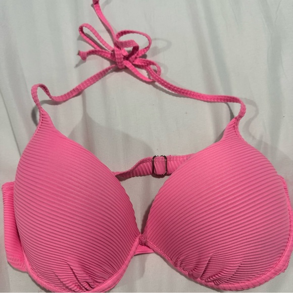 Ron John Surf Shop Neon Pink Ribbed underwire Bikini top - Picture 2 of 3